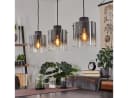 hofstein Pendelleuchte Riccione Schwarz Rauchglas 3-fach E27 Bild 1