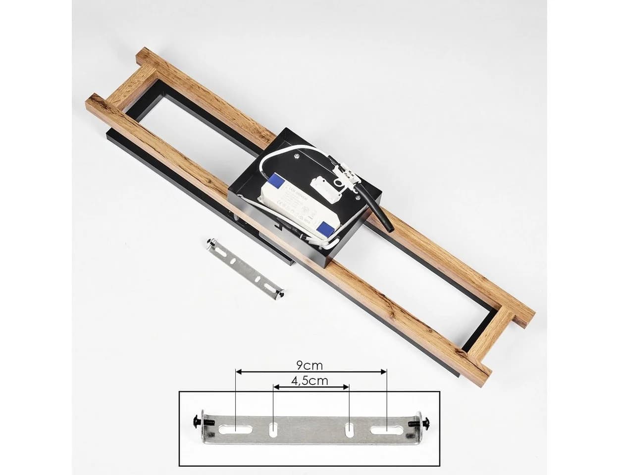 hofstein Deckenleuchte Spartimento Metall/Holz Schwarz/Natur/Weiß 3000 Kelvin 2100 Lumen LED - Bild 5