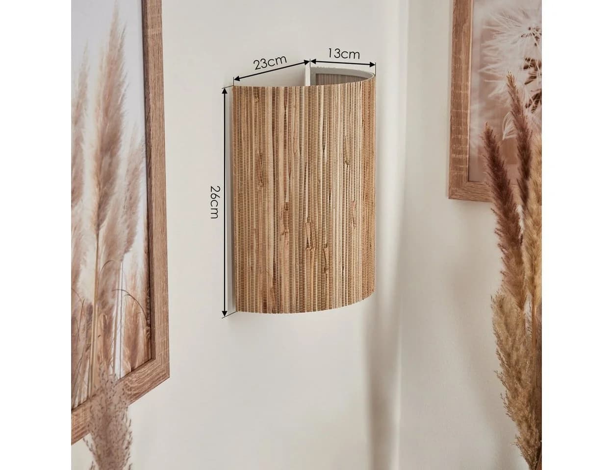 hofstein Wandleuchte Arenabianca Boho Schwarz/Natur E27 - Bild 5