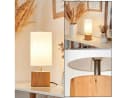 hofstein Tischleuchte »Coletta« Nachttischlampe Holz/Stoff Natur/Weiß Bild 2