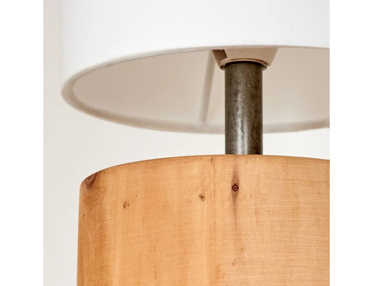 hofstein Tischleuchte »Coletta« Nachttischlampe Holz/Stoff Natur/Weiß - Bild 3