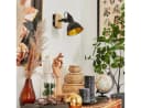 hofstein Wandleuchte »Arazane« Metall/Holz Schwarz/Gold/Chrom E14 Bild 3