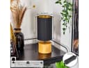 hofstein Tischleuchte »Coletta« Nachttischlampe Holz/Stoff Gold/Schwarz Bild 4