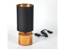 hofstein Tischleuchte »Coletta« Nachttischlampe Holz/Stoff Gold/Schwarz Bild 5