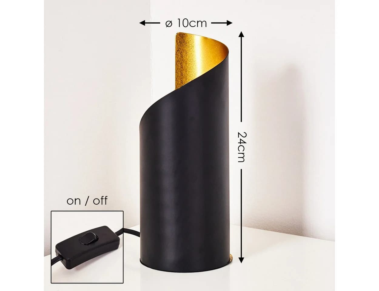 hofstein Tischleuchte Barberino Schwarz/Gold Modern