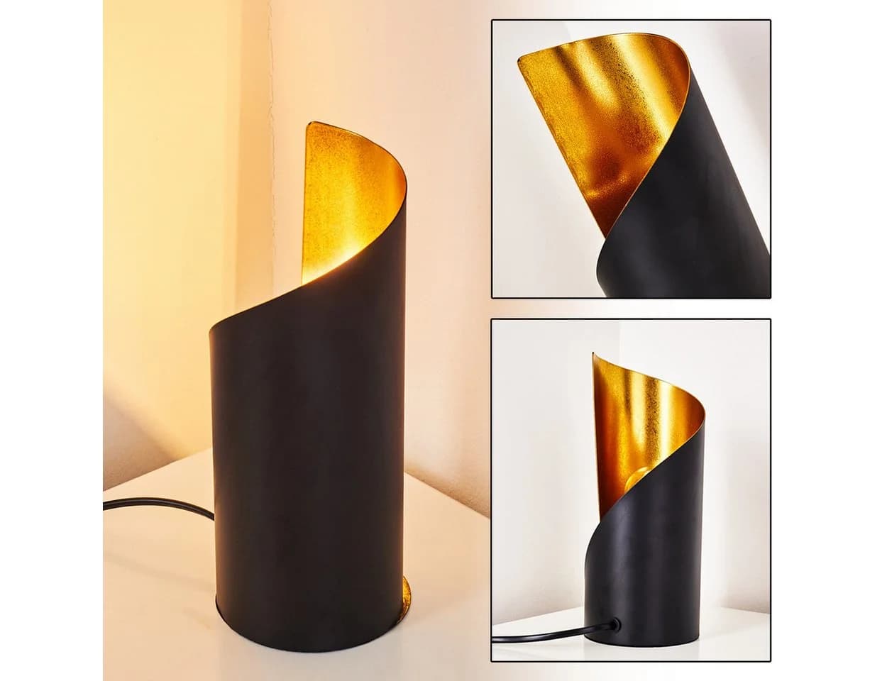hofstein Tischleuchte Barberino Schwarz/Gold Modern - Bild 2