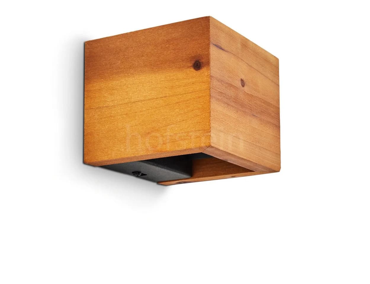 hofstein Wandleuchte Cortignano Holz Metall Natur Schwarz 3000 Kelvin LED - Bild 2