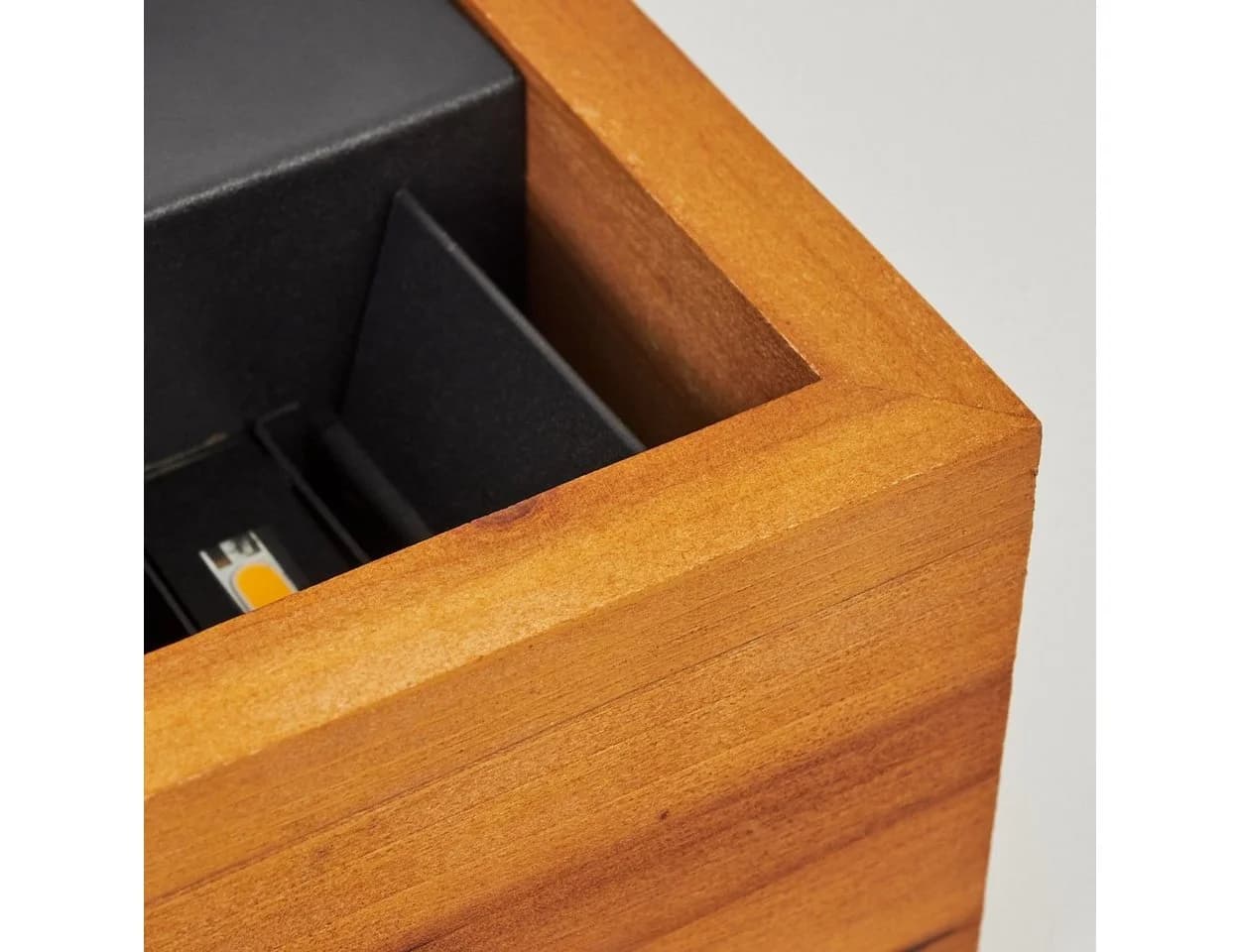 hofstein Wandleuchte Cortignano Holz Metall Natur Schwarz 3000 Kelvin LED - Bild 4