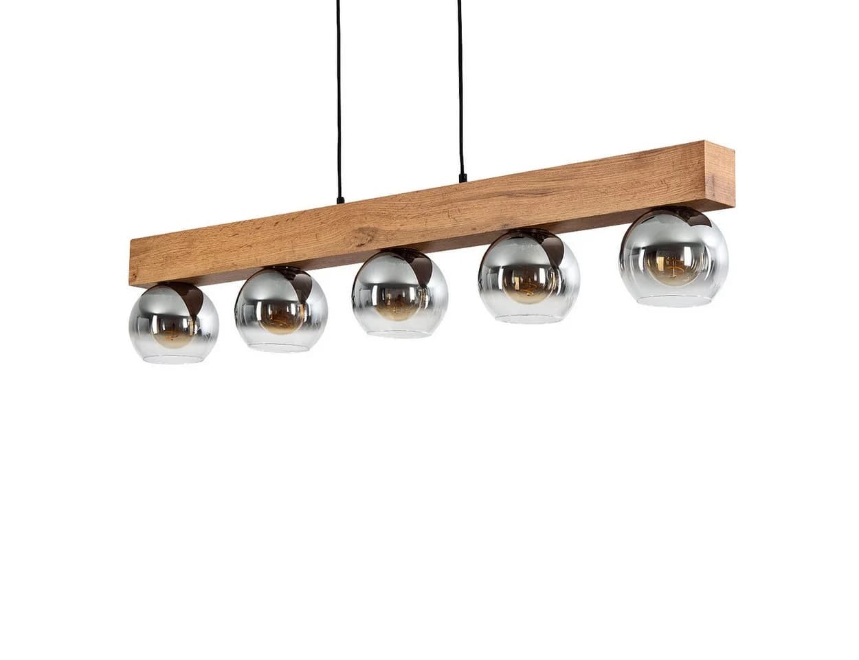 hofstein Pendelleuchte Canove 5x E27 Modern Holzoptik Schwarz - Bild 2