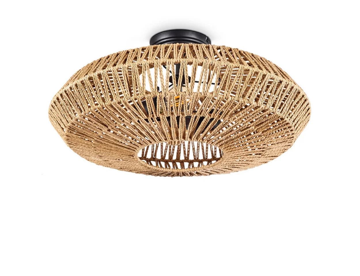 hofstein Deckenleuchte Alvi Metall Rattan Schwarz/Natur Modern - Bild 2