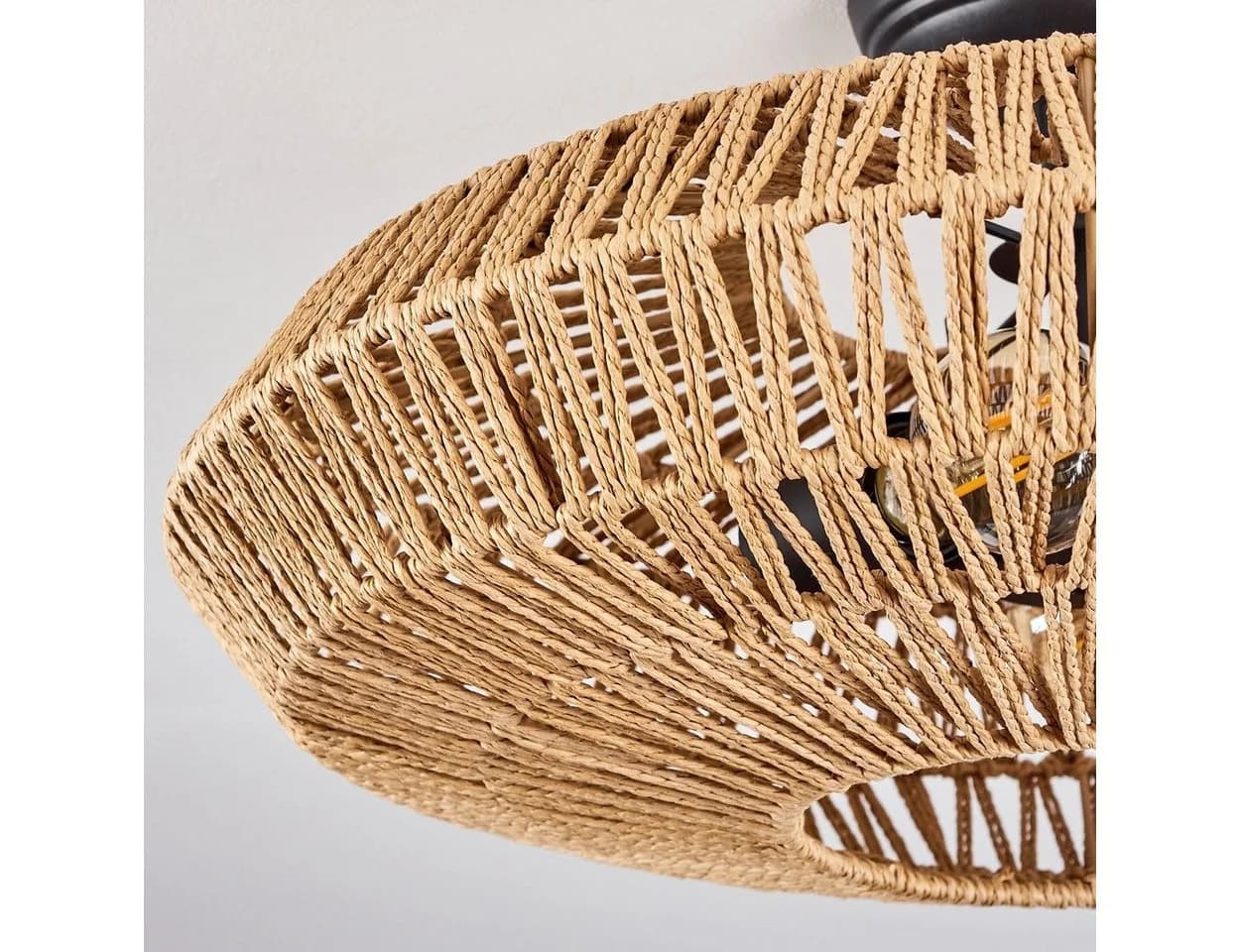 hofstein Deckenleuchte Alvi Metall Rattan Schwarz/Natur Modern - Bild 4