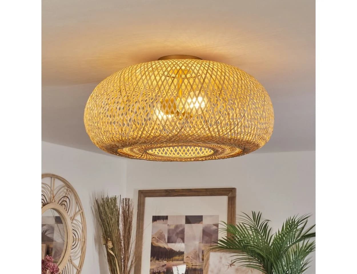 hofstein Deckenleuchte Decollatura Boho Metall/Bambus Gold/Natur - Bild 1