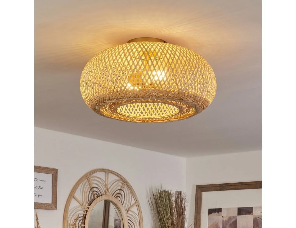 hofstein Deckenleuchte Decollatura Boho-Design Metall/Bambus