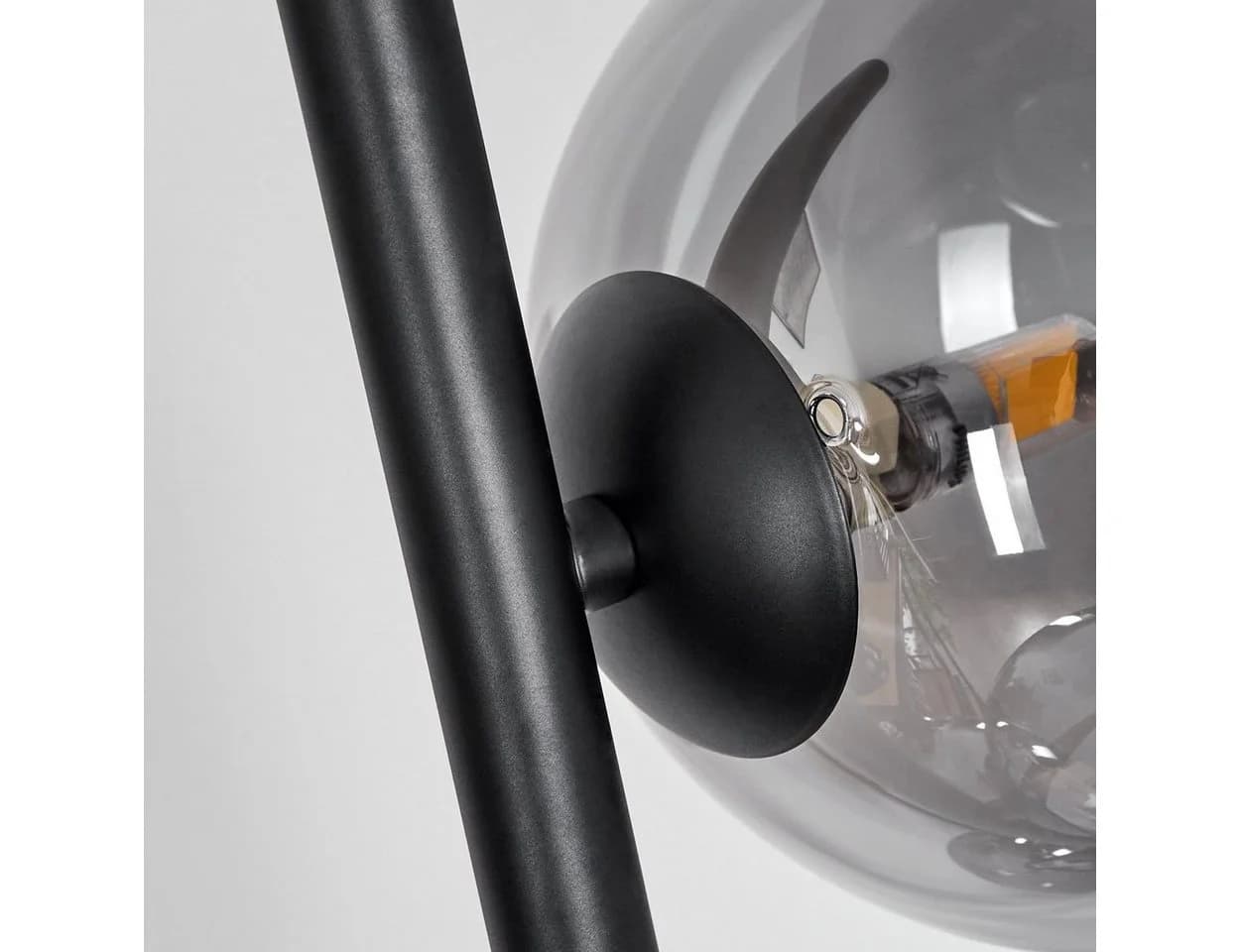 hofstein Stehlampe Garaguso Schwarz Rauchfarben Metall Glas - Bild 4