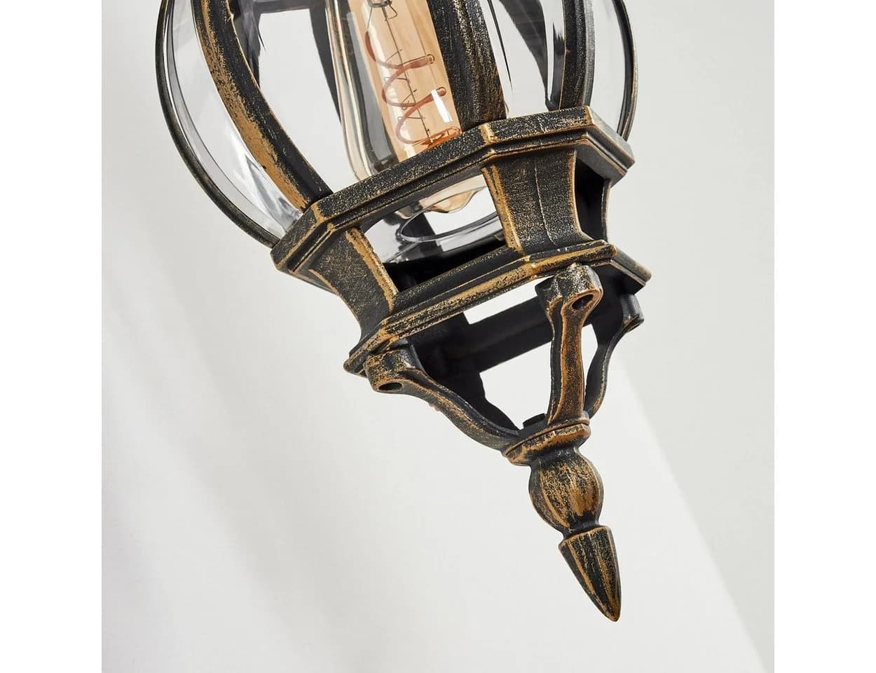 Hofstein Meyen Außen-Wandleuchte Metall/Glas Braun/Gold Klar - Bild 4