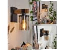 hofstein Wandleuchte Ramera Holz Metall Glas Schwarz Braun Bild 1