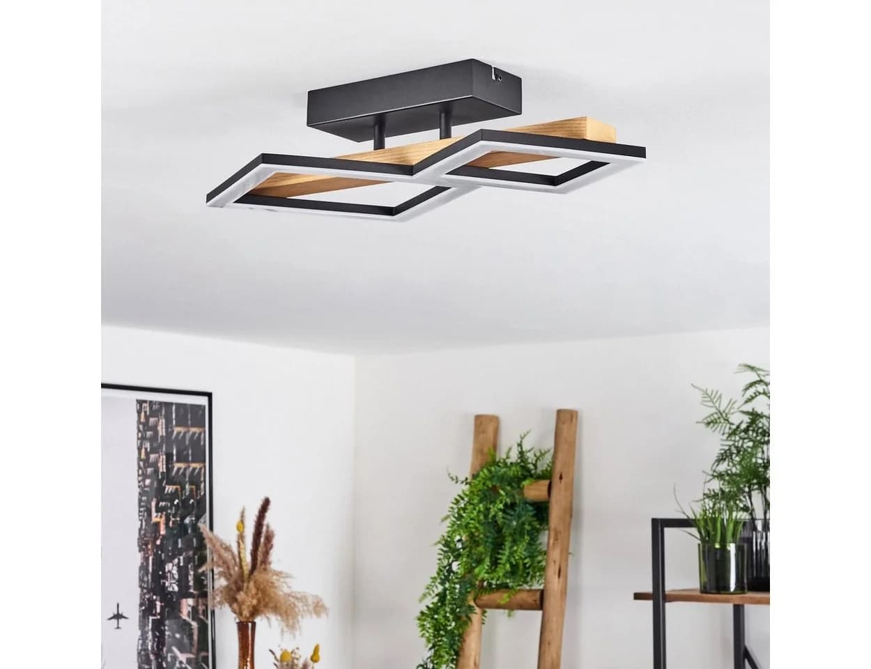 hofstein Deckenleuchte »Stoccareddo« Holz Metall Kunststoff 3000 Kelvin