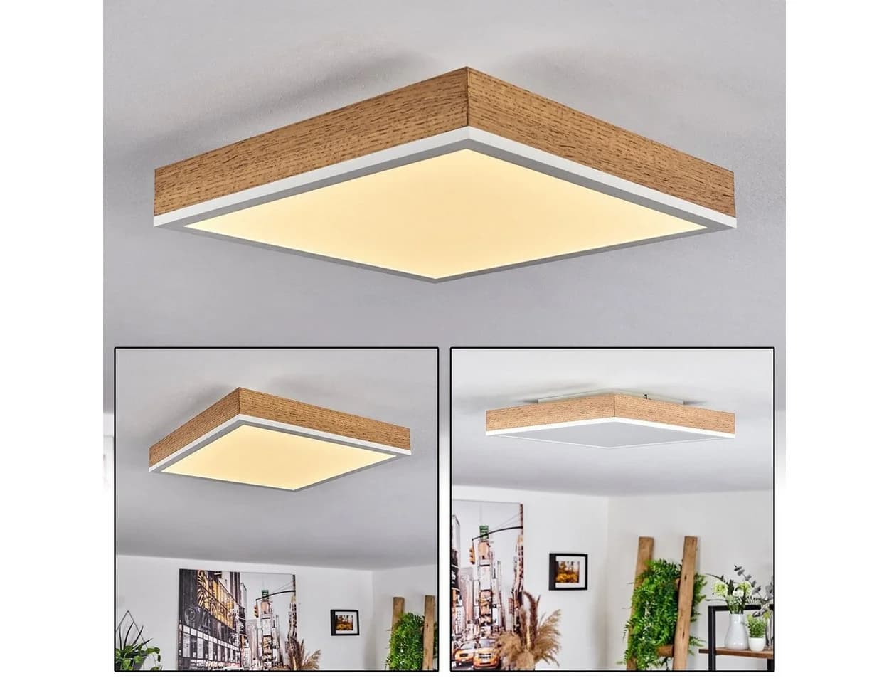 hofstein Deckenleuchte Vacil Modernes Deckenpanel Braun/Weiß 3000K - Bild 1