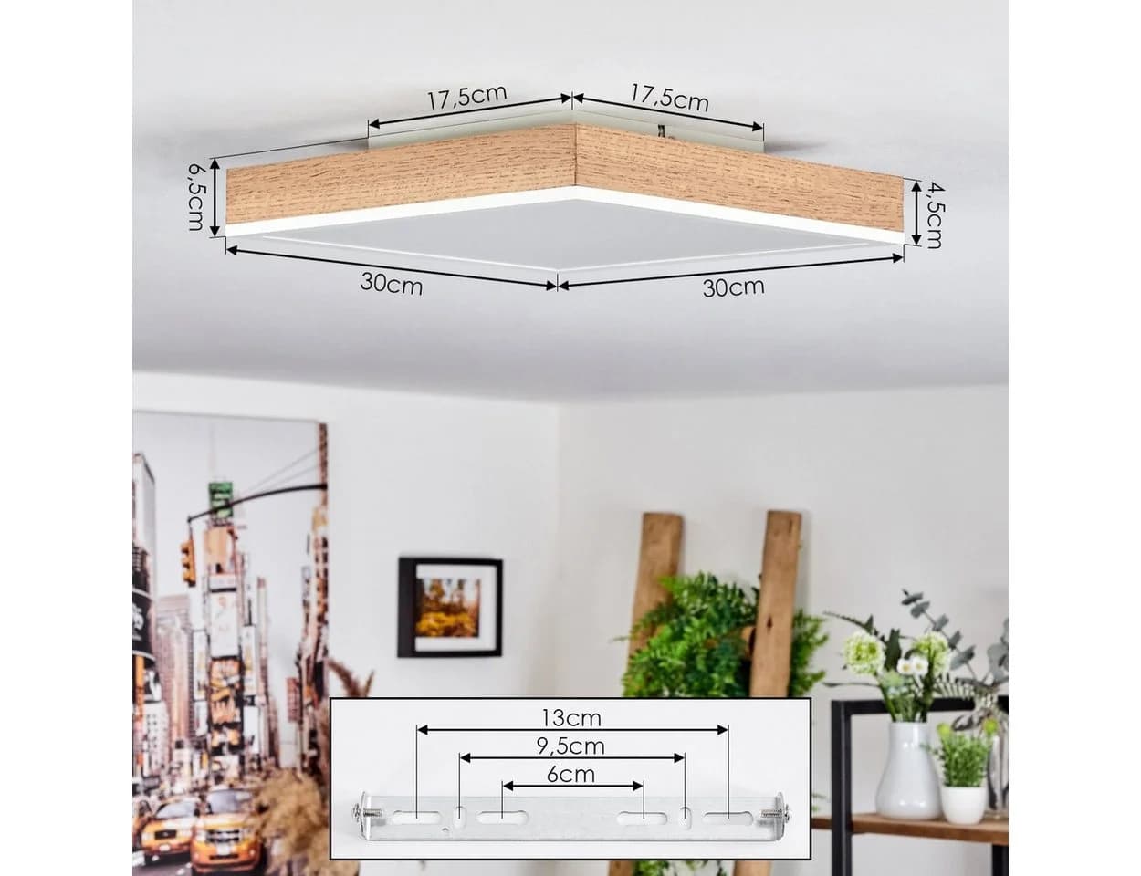 hofstein Deckenleuchte Vacil Modernes Deckenpanel Braun/Weiß 3000K - Bild 5