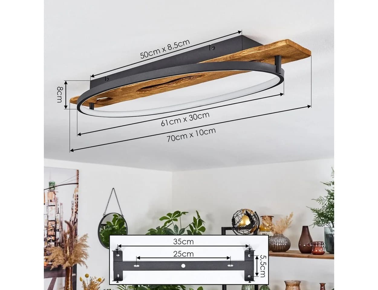 hofstein Deckenleuchte Modern Skandinavisch LED Metall Holz - Bild 4