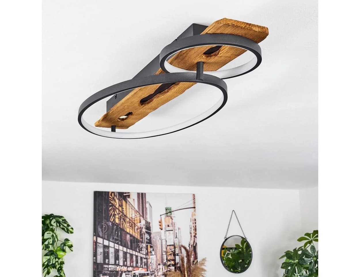 hofstein Deckenleuchte Skandinavisch Holz Metall LED Dimmbar 3000K - Bild 5