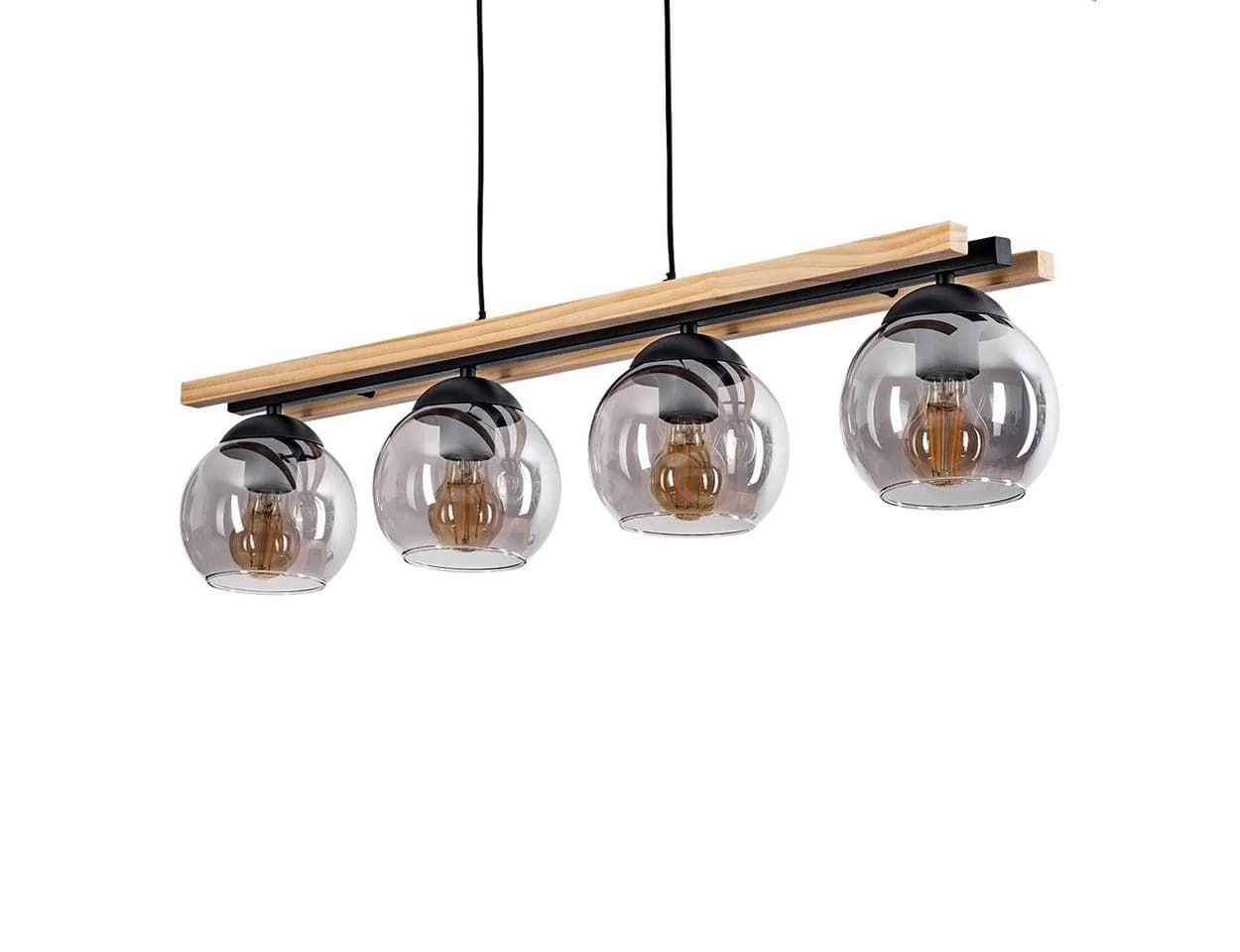 hofstein Pendelleuchte Modern Holz Metall Glas Schwarz - Bild 2