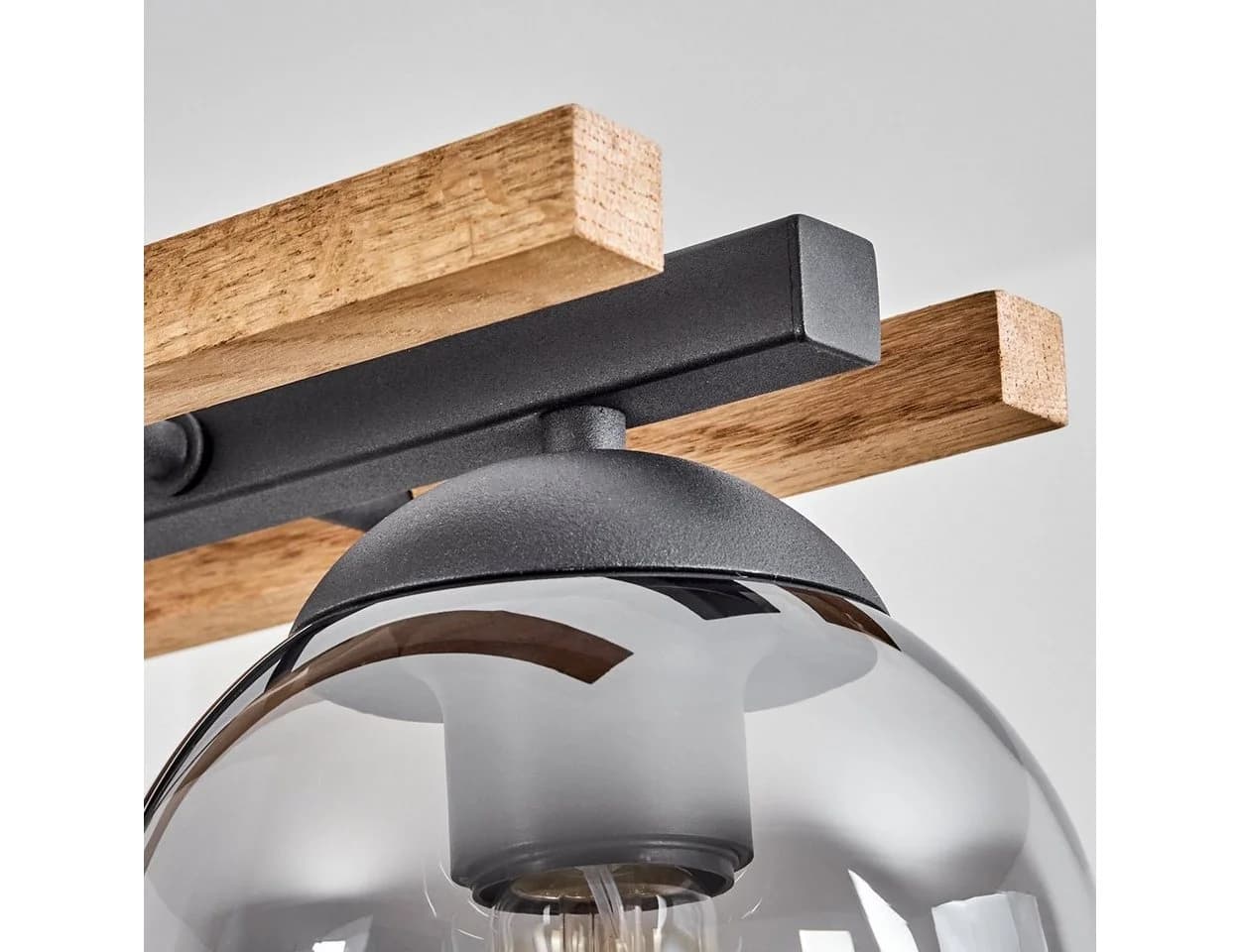 hofstein Pendelleuchte Modern Holz Metall Glas Schwarz - Bild 4
