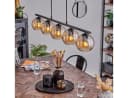 hofstein Pendelleuchte Retro Metall/Glas Schwarz/Bernstein Bild 1