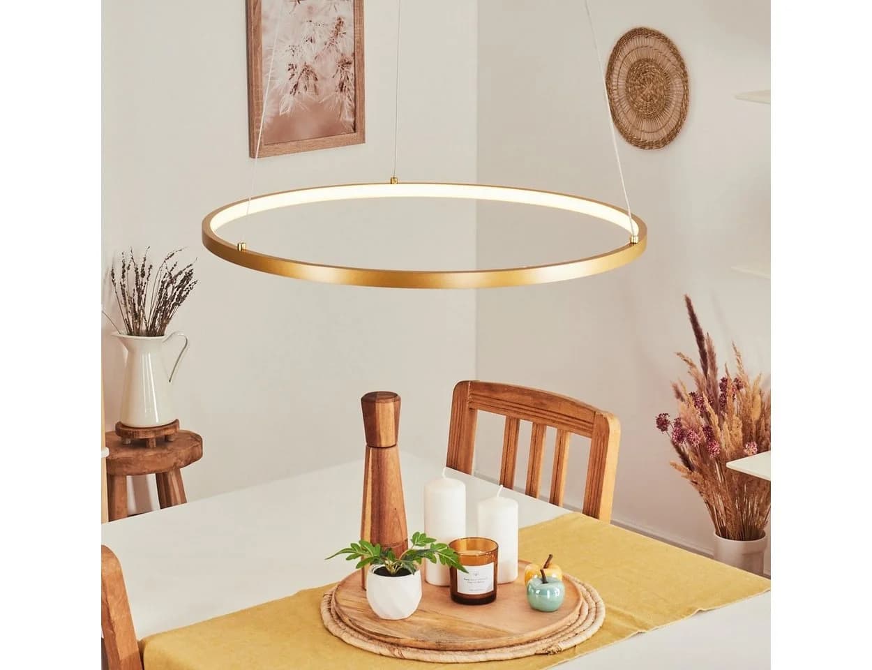 hofstein Pendelleuchte Modern LED Metall/Kunststoff Gold/Weiß - Bild 2