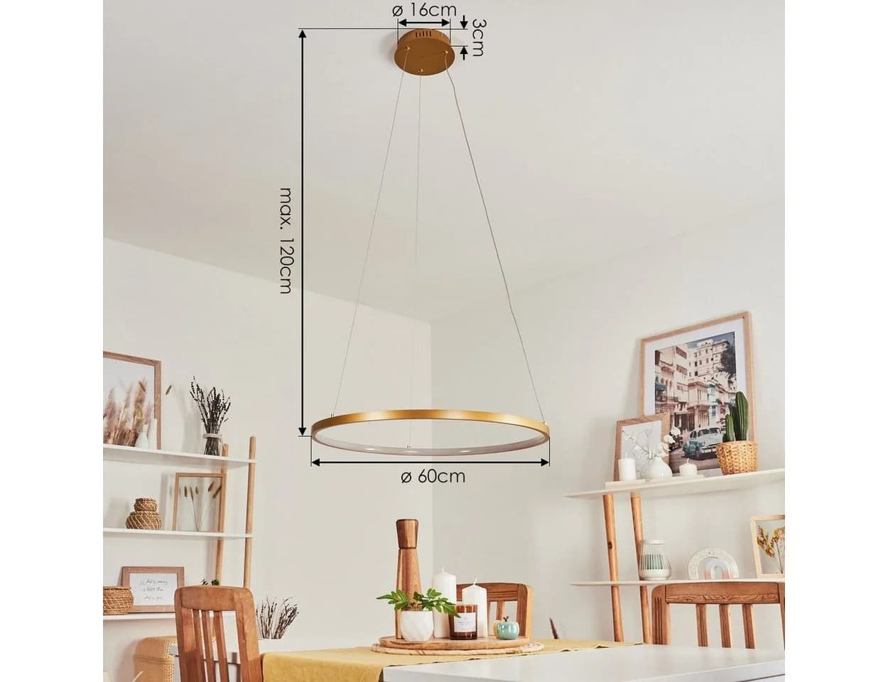 hofstein Pendelleuchte Modern LED Metall/Kunststoff Gold/Weiß - Bild 4