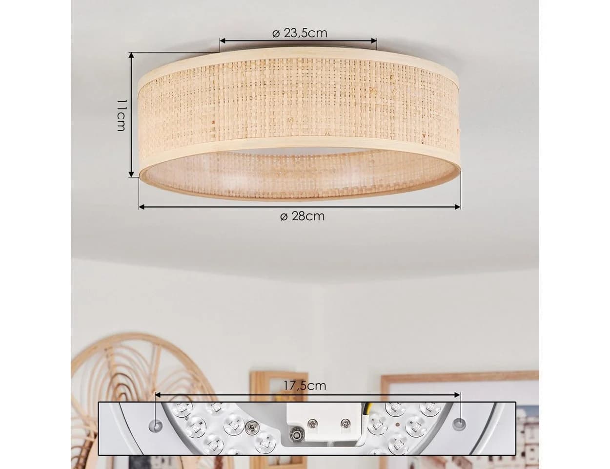 hofstein Deckenleuchte LED dimmbar Weiß/Natur IP44 - Bild 5