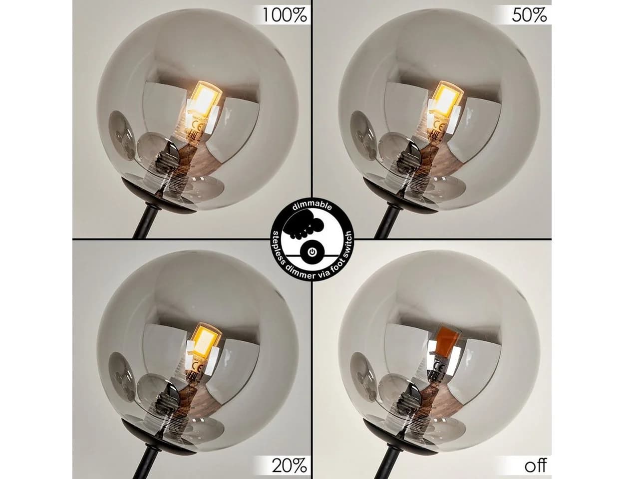 hofstein Stehlampe Schwarz/Rauchfarben Dimmbar 5xG9 - Bild 3