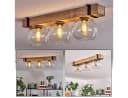 hofstein Deckenleuchte Metall/Holz/Glas Schwarz/Natur Klar 3x E27 Bild 1