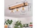 hofstein Deckenleuchte Metall/Holz/Glas Schwarz/Natur Klar 3x E27 Bild 5