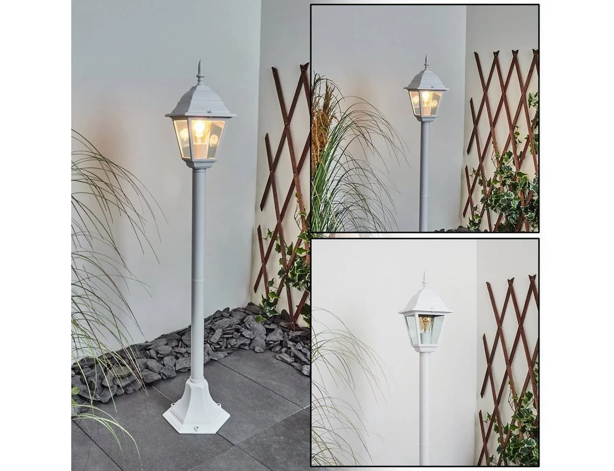 hofstein Pollerleuchte Wegeleuchte Metall/Glas Weiß/Klar E27