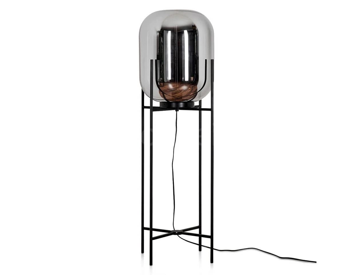 hofstein Stehlampe Modern Schwarz Chrom Metall Glas - Bild 2