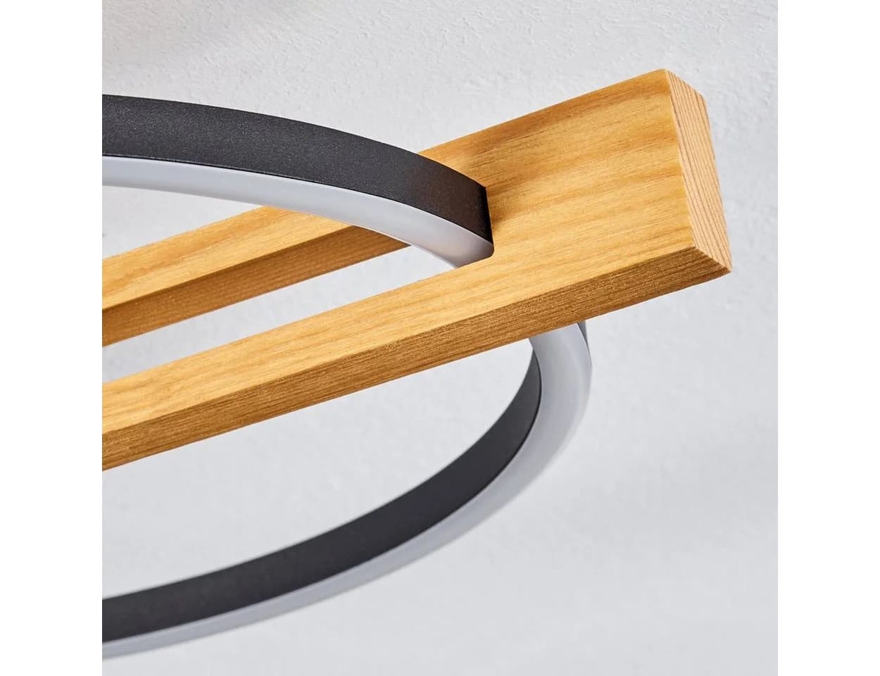hofstein Deckenleuchte dimmbar LED Metall Holz Kunststoff Schwarz/Weiß - Bild 3