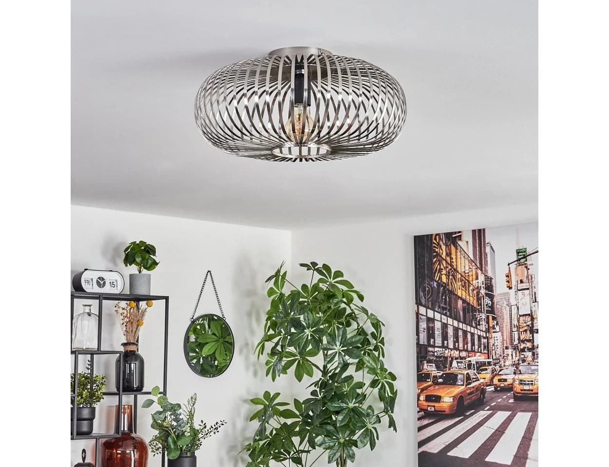 hofstein Deckenleuchte Silber Metall Modern Industrial Retro