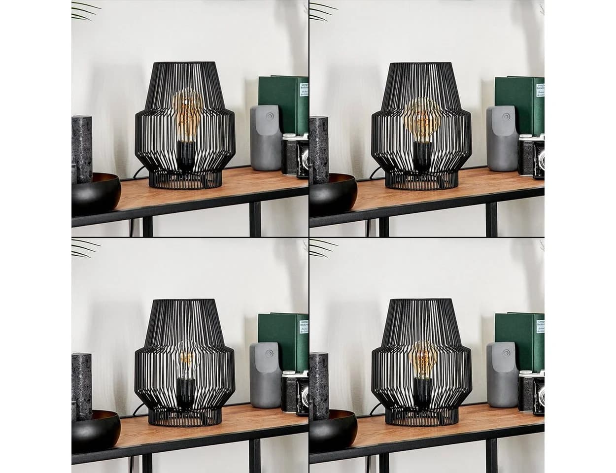 hofstein Tischleuchte Schwarz Metall Industrial Retro