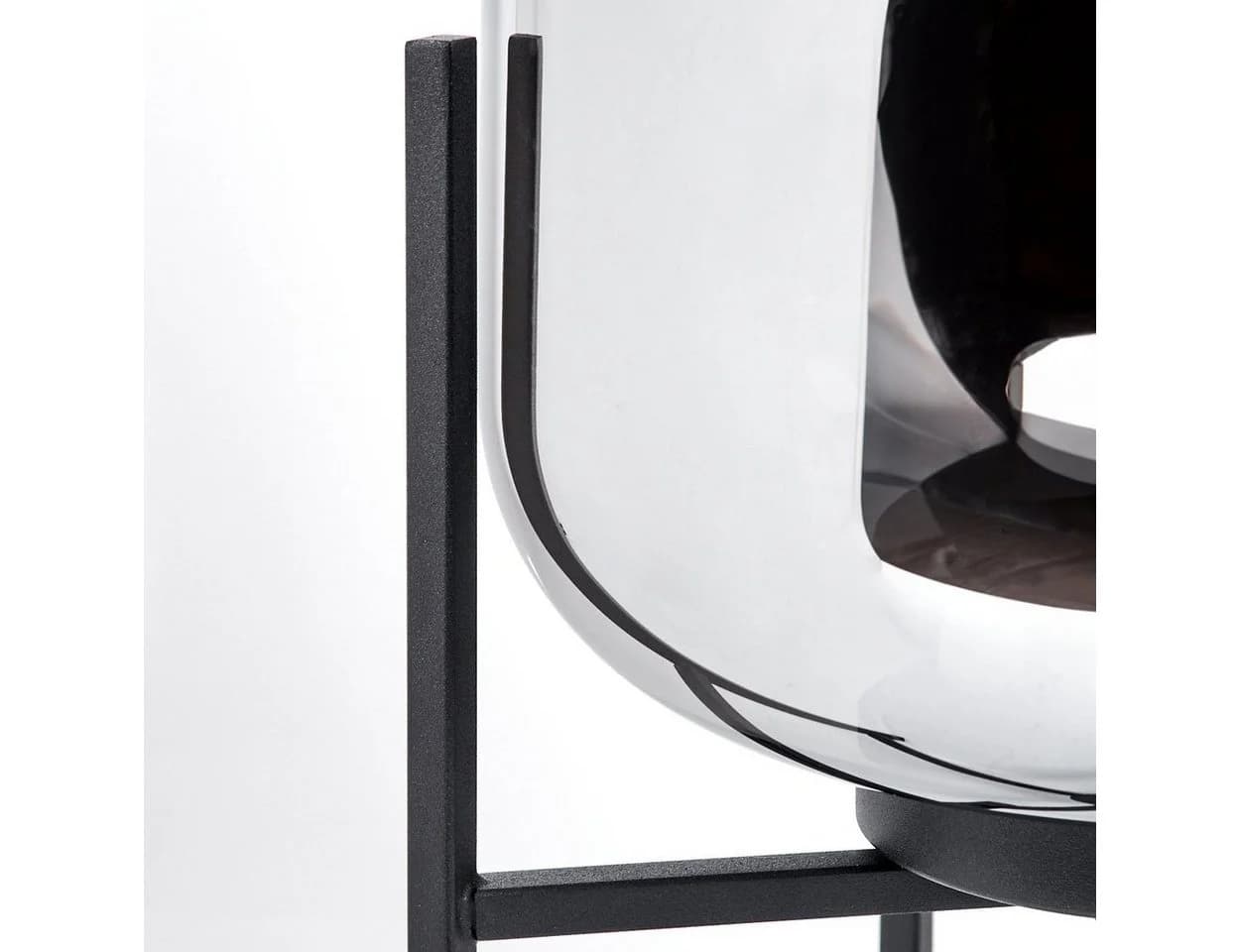 hofstein Tischleuchte Metall/Glas Schwarz Chrom E27 - Bild 3