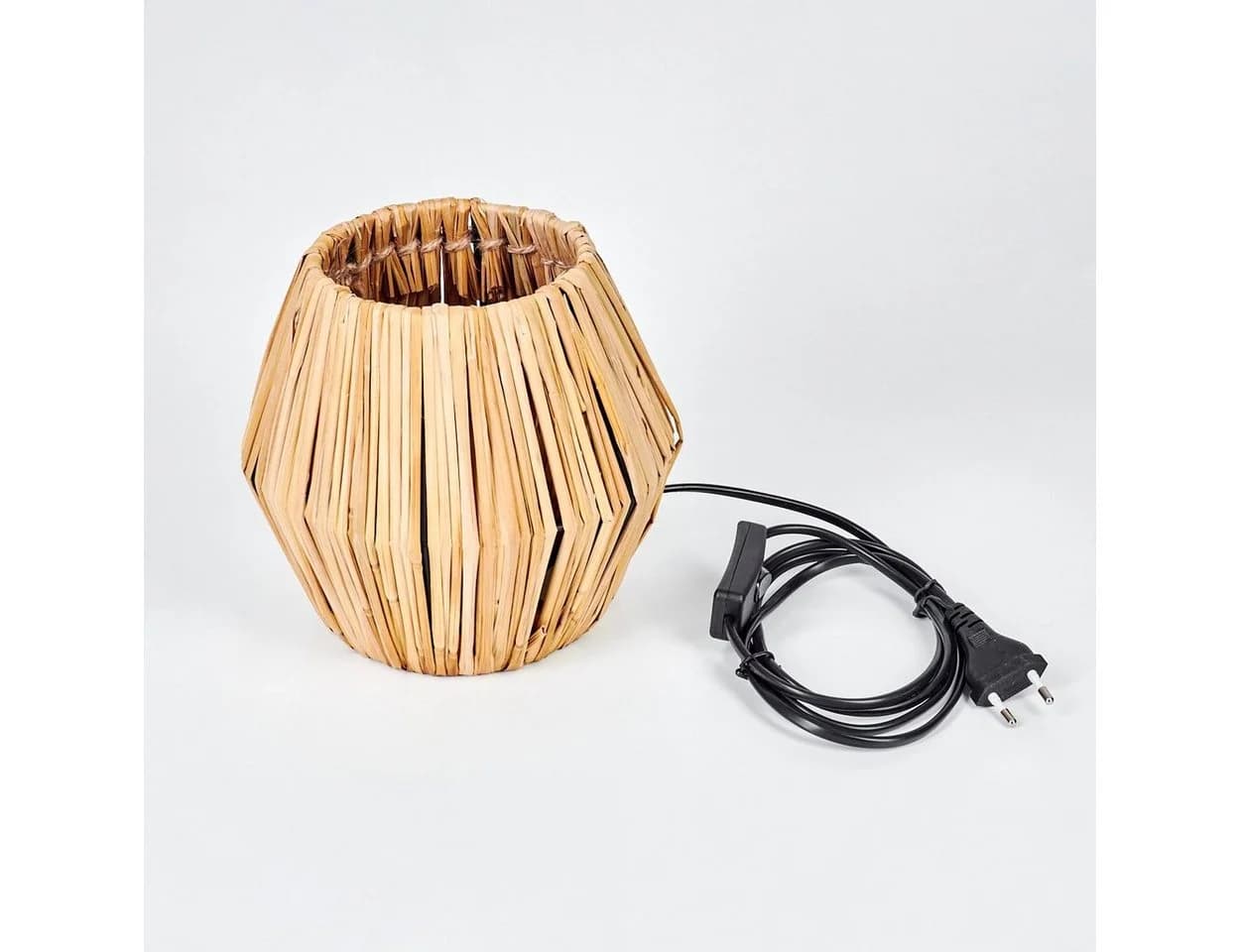 hofstein Tischleuchte Boho Metall/Rattan Schwarz/Natur E14 - Bild 5