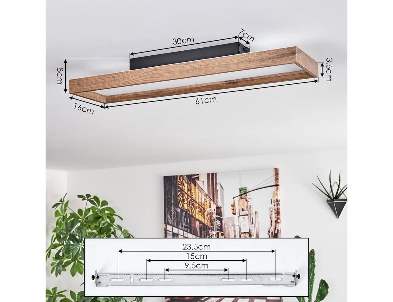 hofstein Deckenleuchte Schwarz/Holzoptik/Weiß LED - Bild 5