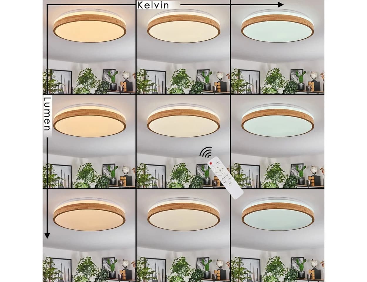 hofstein Deckenleuchte dimmbar LED Fernbedienung Weiß/Natur Boho-Design - Bild 4