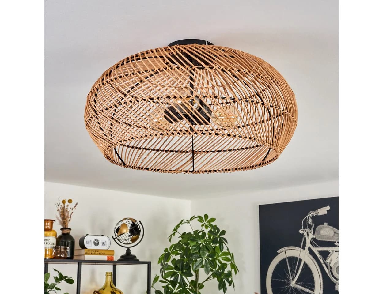 hofstein Deckenleuchte Boho-Design Metall/Rattan Schwarz - Bild 3