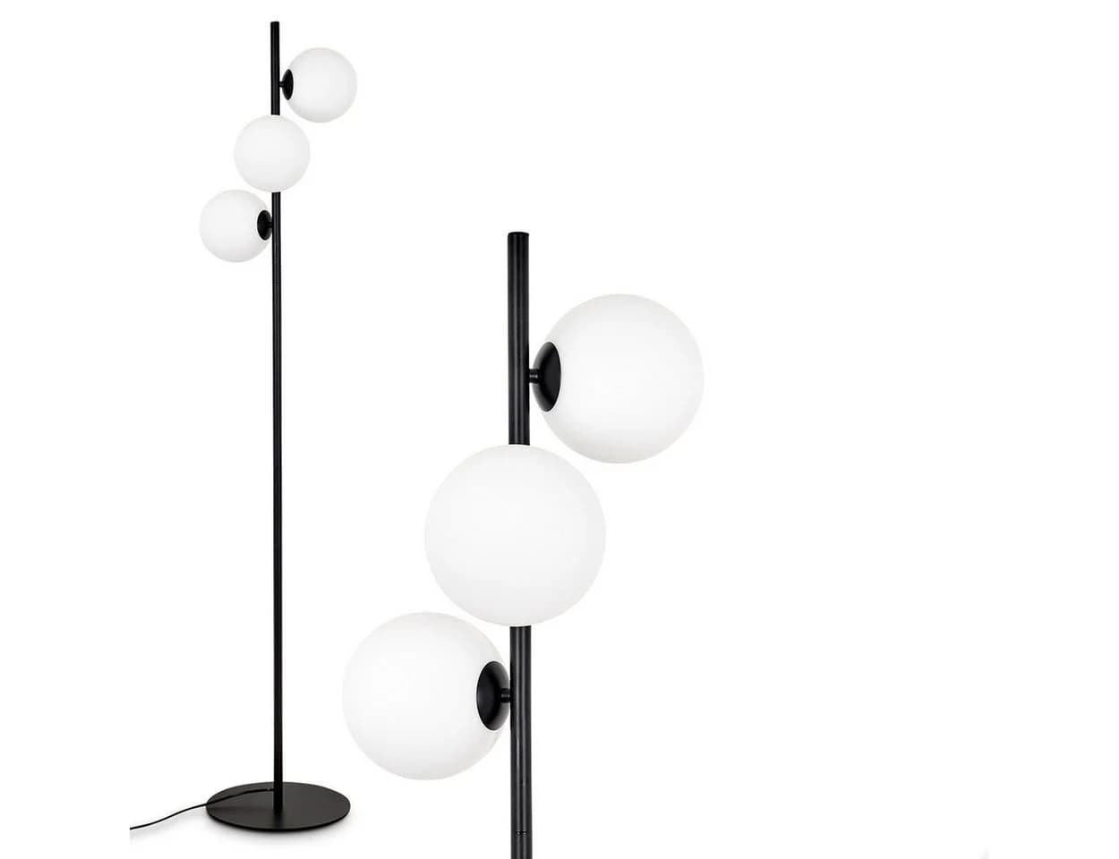hofstein Stehlampe Schwarz/Weiß Metall/Glas 3xG9 Fußschalter - Bild 2