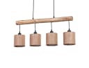 hofstein Pendelleuchte Moderne Hängelampe Holz Metall Leinen Natur Schwarz Beige Bild 2