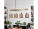 hofstein Pendelleuchte Moderne Hängelampe Holz Metall Leinen Natur Schwarz Beige Bild 3