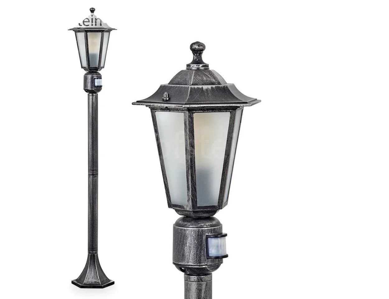 hofstein Pollerleuchte mit Bewegungsmelder Schwarz-Silber E27 - Bild 2