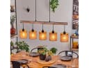 hofstein Pendelleuchte Modern Skandinavisch Holz Metall Leinen 5x E27 Bild 1
