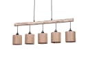 hofstein Pendelleuchte Modern Skandinavisch Holz Metall Leinen 5x E27 Bild 2